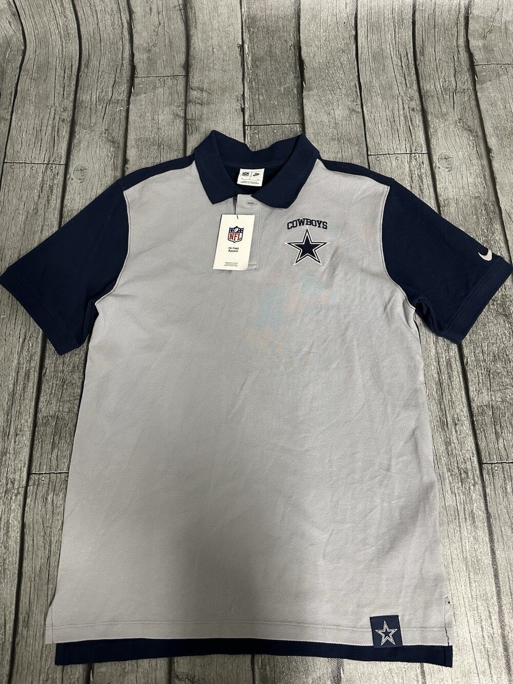 NWT Men’s Nike Dallas Cowboys Blitz Pique Polo Shirt Small Navy Grey S Sideline